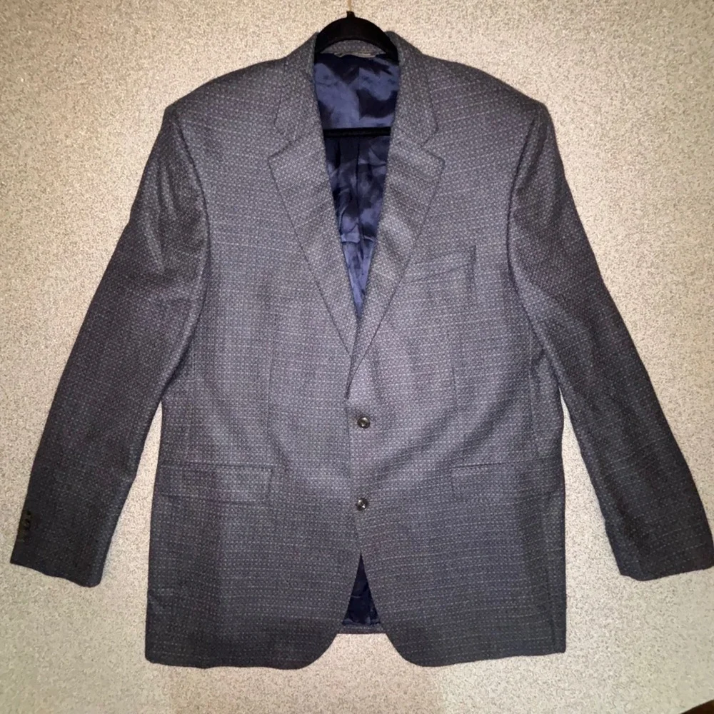 Jack Victor Blazer 48L XTall Blue 100% Wool Italian Fabric Canada Quiet Luxury